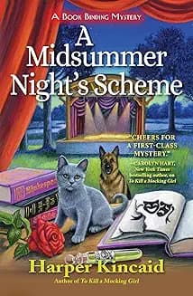 A Midsummer Night’s Scheme audiobook cover - A Broadway golden boy comes home, a car fills with snakes, and a small Virginia town starts to unravel. Quinn Caine—bookbinder, dog mom, and hopeful romantic—finds herself balancing love, family drama, and a chilling hunt for a killer who stages crimes like theater. Cozy charm meets high stakes in this warm, witty, and twisty mystery.