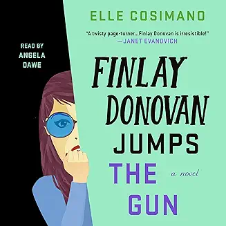 Finlay Donovan Jumps the Gun audiobook cover - A single mom with a deadline, a missing hitman, and a mobster who doesn’t like to wait. Welcome back to Finlay Donovan’s life, where car chases, parent-teacher conferences, and a citizen police academy collide into one wild, funny, high-stakes week.