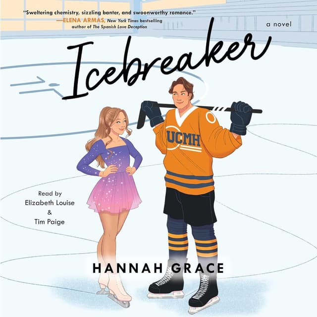Icebreaker audiobook cover - A figure skater with Olympic dreams. A hockey captain with too much swagger and a soft heart he keeps trying to hide. One shattered rink forces their worlds to collide—then everything that could complicate it does. They fall hard, they fight harder, and somehow they learn to skate in sync on and off the ice.